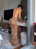 Backless Leopard Print Long Dress YQ001